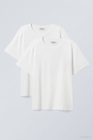 Weekday 2-pack Essence Standard T-Shirt 白 | LTRY1003