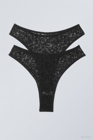 Weekday 2-pack Lucy ミッドカット Waist Brazilian Briefs ブリーフ 黒 | NUXF4821