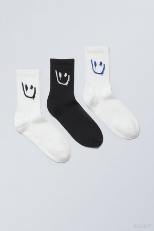 Weekday 3-pack 運動 グラフィック Socks Drippy Mix | WWZK1601