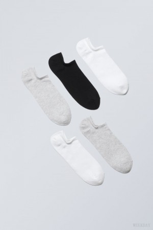 Weekday 5-pack Ankle Socks 黒 グレー 白 | LUQO1291