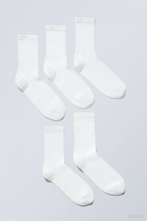 Weekday 5-pack 運動 Socks 白 | SZGH6914