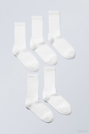 Weekday 5-pack 運動 Socks 白 | UQOO1507