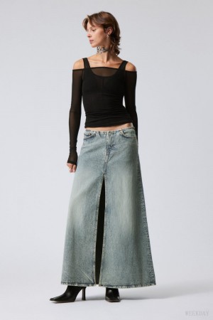 Weekday Anaheim Long Denim Skirt 青 | WPKD7637