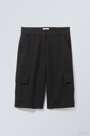 Weekday Arwen Cargo Suiting Shorts 黒 | XPEV9392