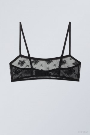 Weekday Ash レース Semi Scooped Bra ブラ 黒 | FOIT4451