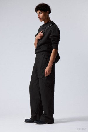 Weekday Astro Loose Asymmetric Cargo Trousers 黒 | HRSI8450