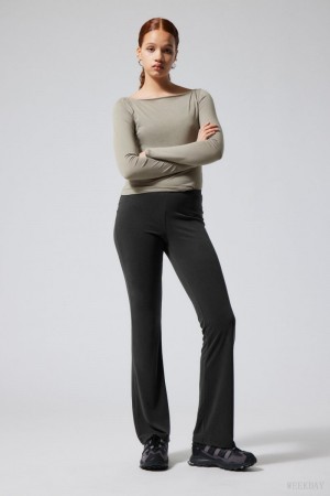 Weekday Bea Jersey Trousers 黒 | JJQS4935