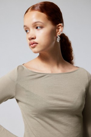 Weekday Boatneck Fitted Long Sleeve Top Mole | MZWP7725