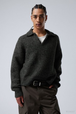 Weekday Bobby Relaxed ニット Polo Sweater 暗グレー | FERR1230