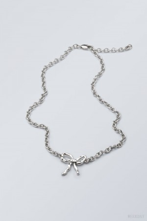 Weekday Bow Necklace シルバー | TYHQ2869