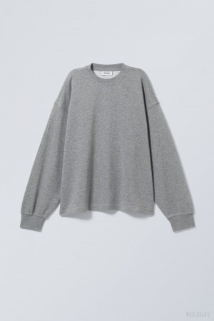 Weekday Boxy Crew Neck Sweatshirt グレー | VSQH9774