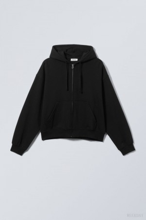 Weekday Boxy Midweight Zip Hoodie 黒 | GNAE3176