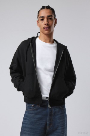 Weekday Boxy Midweight Zip Hoodie 黒 | LFUZ4426