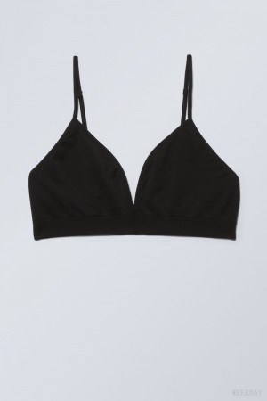 Weekday Cat Soft Triangle Bra ブラ 黒 | PZNA3710