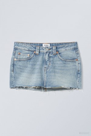 Weekday Ceinture Denim Mini Skirt 青 | XAUV9871