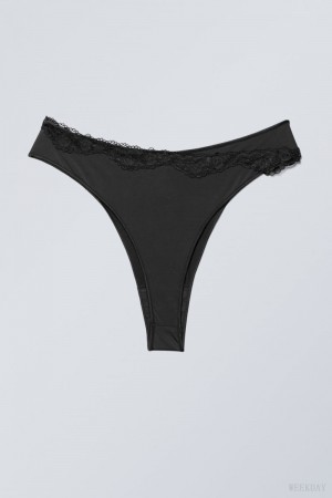 Weekday Cleo レース Brazilian Briefs ブリーフ 黒 | QETK2682