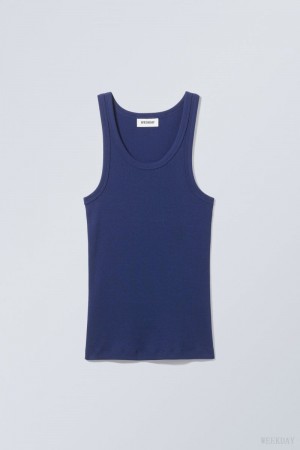 Weekday Close Fitted Tank Top 暗青 | AHUB5316