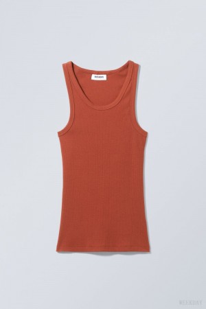 Weekday Close Fitted Tank Top 暗オレンジ | CRVU5237