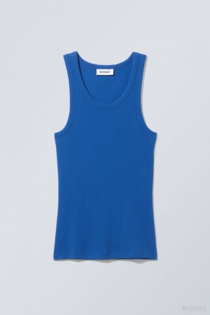 Weekday Close Fitted Tank Top 青 | WWUZ8519