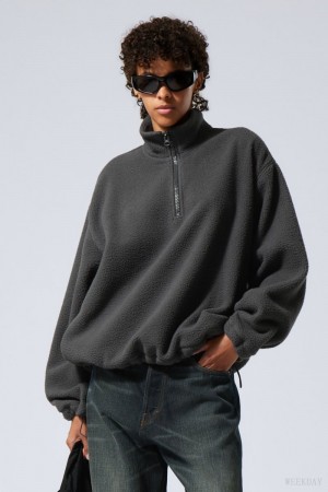 Weekday Cora Oversized Fleece Sweatshirt 暗グレー | CTRU2761