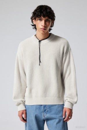 Weekday Daniel Regular Sweatshirt Ecru | CPSR9505