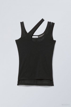 Weekday Double Layer Tank 黒 | PZNW7478