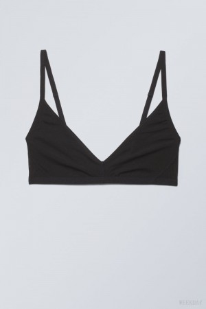 Weekday Dylan Mesh V-neck Bra ブラ 黒 | WPOJ4063