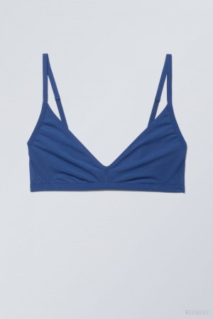 Weekday Dylan Mesh V-neck Bra ブラ 青 | YEWC8161