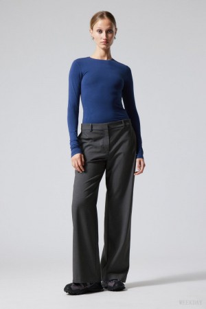 Weekday Emily Low Waist Suiting Trousers 暗グレー | RJGP2414