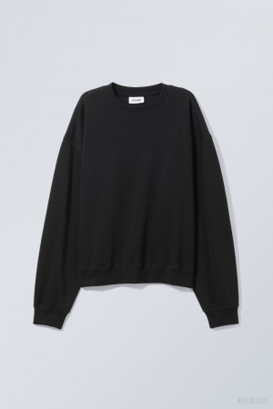 Weekday Essence Standard Sweatshirt 黒 | KUMP7184