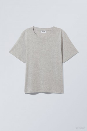 Weekday Essence Standard T-shirt グレー | BIQE0403