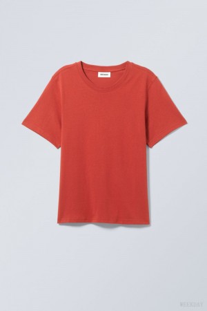 Weekday Essence Standard T-shirt 赤 | LEWG1125