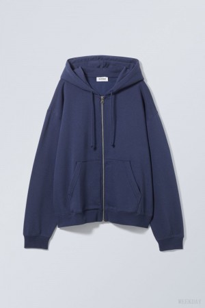 Weekday Essence Standard Zip Hoodie 暗青 | PCBD1371