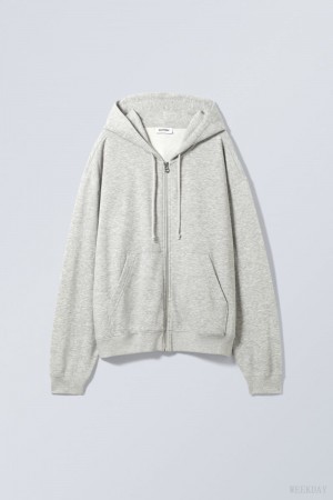 Weekday Essence Standard Zip Hoodie グレー | SIXE3307