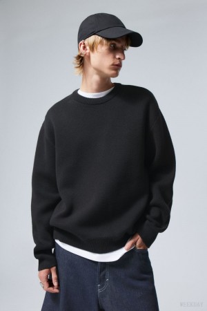 Weekday Fabian Jacquard Knit Sweater 黒 | NNQB7007