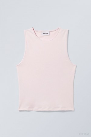 Weekday Fine Fitted Tank Top ライトピンク | IWEB5708