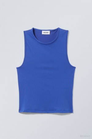 Weekday Fine Fitted Tank Top 青 | YFIC2575