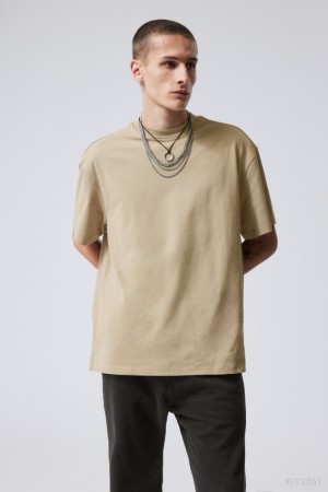 Weekday Great Heavyweight T-shirt Dusty Mole | LYQA2583