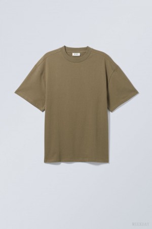 Weekday Great Heavyweight T-shirt カーキ | SGLV6048