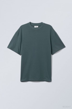 Weekday Great Heavyweight T-shirt 暗ターコイズ | ZFQF0725