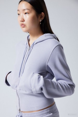 Weekday High Rib Mini Zip Hoodie ライト紫 | HASZ2505