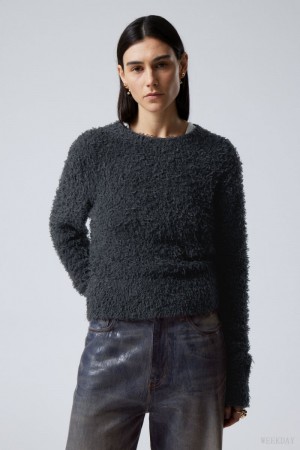 Weekday Judi Hairy Sweater 暗グレー | IPEY4178