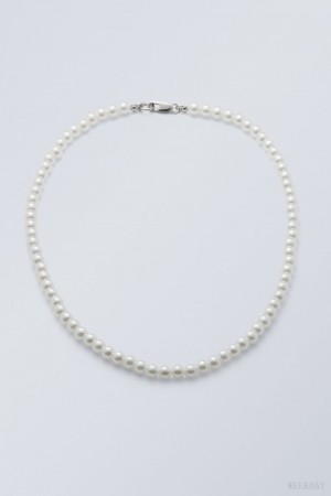 Weekday Kevin Beaded Necklace Pearl | RCJS0567