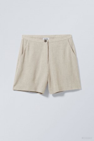 Weekday Kit Linen Mix Shorts Ecru | ABUK3662