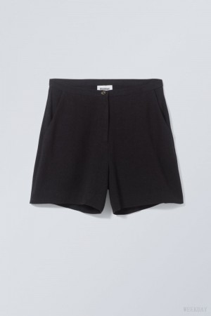 Weekday Kit Linen Mix Shorts 黒 | WYDD7276