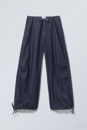 Weekday Luisa Denim Baggy Parachute Trousers 青 | CJAZ4354