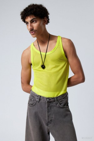 Weekday Matheus Mesh Tank Top 緑 | HCMM3979