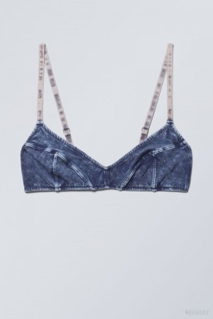 Weekday Miley Washed Cotton Bra ブラ 青 | THVO7686