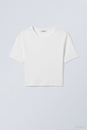 Weekday Mini Rib Crop Top 白 | CPTS9628