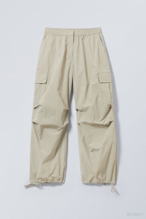 Weekday Nila Parachute Trousers Dusty Mole | OAPX3326